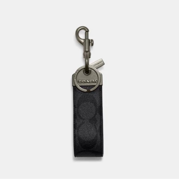 Coach Loop Keychain Fob Bag Charm In Signature Canvas - Picture 8 of 9